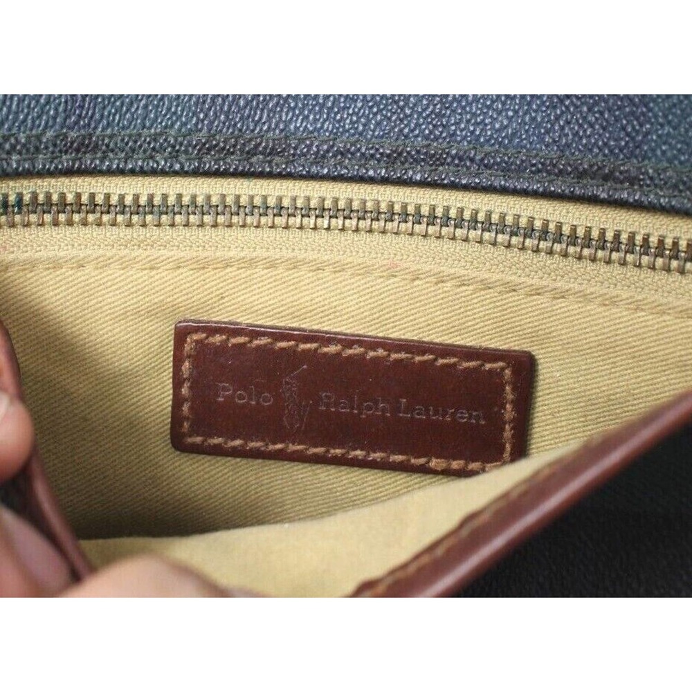 Polo Ralph Lauren Vtg Blackwatch Plaid Crossbody Bag Satchel Leather Canvas - Picture 9 of 9